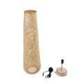 GloboStar® MAMIZU 02109 Boho Επιδαπέδιο Φωτιστικό Μονόφωτο 1 x E27 AC220-240V IP20 - Φ28 x Υ93cm - Μπεζ Ξύλινο Μπαμπού Πλέγμα