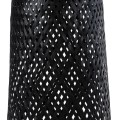 GloboStar® MAMIZU 02110 Boho Επιδαπέδιο Φωτιστικό Μονόφωτο 1 x E27 AC220-240V IP20 - Φ28 x Υ93cm - Μαύρο Ξύλινο Μπαμπού Πλέγμα