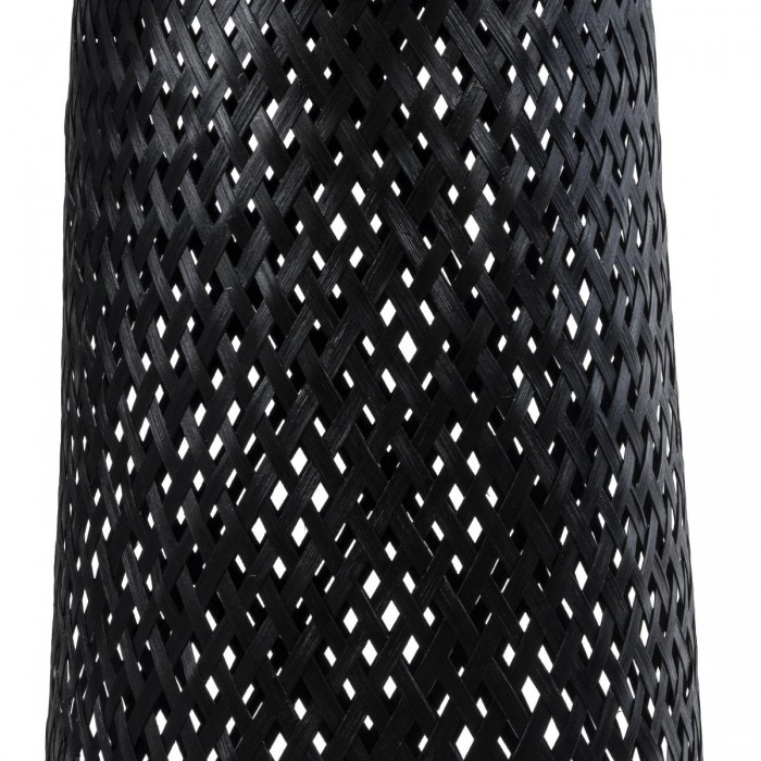 GloboStar® MAMIZU 02110 Boho Επιδαπέδιο Φωτιστικό Μονόφωτο 1 x E27 AC220-240V IP20 - Φ28 x Υ93cm - Μαύρο Ξύλινο Μπαμπού Πλέγμα