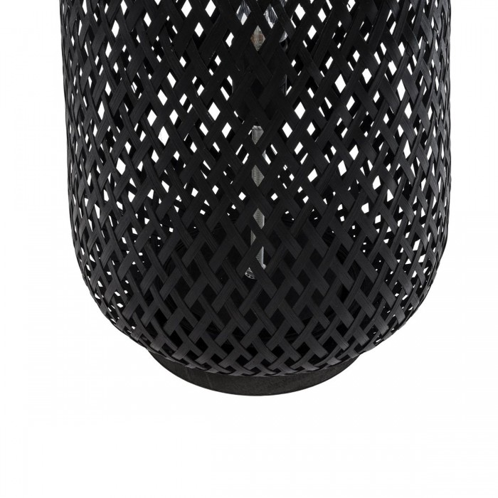 GloboStar® MAMIZU 02110 Boho Επιδαπέδιο Φωτιστικό Μονόφωτο 1 x E27 AC220-240V IP20 - Φ28 x Υ93cm - Μαύρο Ξύλινο Μπαμπού Πλέγμα