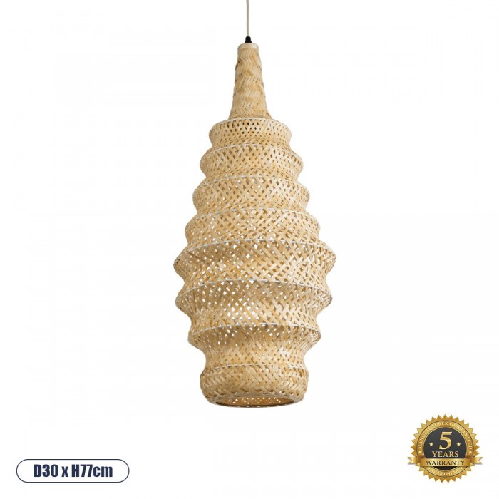 GloboStar® MAUI 02114 Boho Κρεμαστό Φωτιστικό Οροφής Μονόφωτο 1 x E27 AC220-240V IP20 - Φ30 x Υ77cm - Μπεζ Ξύλινο Μπαμπού Πλέγμα GloboStar® MAUI 02114 Boho Κρεμαστό Φωτιστικό Οροφής Μονόφωτο 1 x E27 AC220-240V IP20 - Φ30 x Υ77cm - Μπεζ Ξύλινο Μπαμπού Πλέγμα