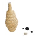 GloboStar® MAUI 02114 Boho Κρεμαστό Φωτιστικό Οροφής Μονόφωτο 1 x E27 AC220-240V IP20 - Φ30 x Υ77cm - Μπεζ Ξύλινο Μπαμπού Πλέγμα