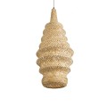 GloboStar® MAUI 02114 Boho Κρεμαστό Φωτιστικό Οροφής Μονόφωτο 1 x E27 AC220-240V IP20 - Φ30 x Υ77cm - Μπεζ Ξύλινο Μπαμπού Πλέγμα