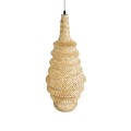 GloboStar® MAUI 02114 Boho Κρεμαστό Φωτιστικό Οροφής Μονόφωτο 1 x E27 AC220-240V IP20 - Φ30 x Υ77cm - Μπεζ Ξύλινο Μπαμπού Πλέγμα