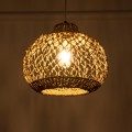 GloboStar® ECUADOR 02115 Boho Κρεμαστό Φωτιστικό Οροφής Μονόφωτο 1 x E27 AC220-240V IP20 - Φ35 x Υ28cm - Μπεζ Seagrass - Φύκι Πλέγμα Καμπάνα