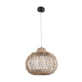 GloboStar® ECUADOR 02115 Boho Κρεμαστό Φωτιστικό Οροφής Μονόφωτο 1 x E27 AC220-240V IP20 - Φ35 x Υ28cm - Μπεζ Seagrass - Φύκι Πλέγμα Καμπάνα