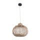 GloboStar® ECUADOR 02115 Boho Κρεμαστό Φωτιστικό Οροφής Μονόφωτο 1 x E27 AC220-240V IP20 - Φ35 x Υ28cm - Μπεζ Seagrass - Φύκι Πλέγμα Καμπάνα