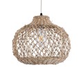 GloboStar® ECUADOR 02115 Boho Κρεμαστό Φωτιστικό Οροφής Μονόφωτο 1 x E27 AC220-240V IP20 - Φ35 x Υ28cm - Μπεζ Seagrass - Φύκι Πλέγμα Καμπάνα