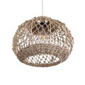 GloboStar® ECUADOR 02115 Boho Κρεμαστό Φωτιστικό Οροφής Μονόφωτο 1 x E27 AC220-240V IP20 - Φ35 x Υ28cm - Μπεζ Seagrass - Φύκι Πλέγμα Καμπάνα