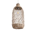 GloboStar® ECUADOR 02116 Boho Κρεμαστό Φωτιστικό Οροφής Μονόφωτο 1 x E27 AC220-240V IP20 - Φ23 x Υ50cm - Μπεζ Seagrass - Φύκι Πλέγμα Καμπάνα