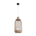 GloboStar® ECUADOR 02116 Boho Κρεμαστό Φωτιστικό Οροφής Μονόφωτο 1 x E27 AC220-240V IP20 - Φ23 x Υ50cm - Μπεζ Seagrass - Φύκι Πλέγμα Καμπάνα