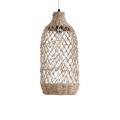 GloboStar® ECUADOR 02116 Boho Κρεμαστό Φωτιστικό Οροφής Μονόφωτο 1 x E27 AC220-240V IP20 - Φ23 x Υ50cm - Μπεζ Seagrass - Φύκι Πλέγμα Καμπάνα