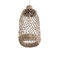 GloboStar® ECUADOR 02116 Boho Κρεμαστό Φωτιστικό Οροφής Μονόφωτο 1 x E27 AC220-240V IP20 - Φ23 x Υ50cm - Μπεζ Seagrass - Φύκι Πλέγμα Καμπάνα