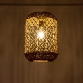 GloboStar® ECUADOR 02117 Boho Κρεμαστό Φωτιστικό Οροφής Μονόφωτο 1 x E27 AC220-240V IP20 - Φ28 x Υ40cm - Μπεζ Seagrass - Φύκι Πλέγμα
