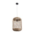 GloboStar® ECUADOR 02117 Boho Κρεμαστό Φωτιστικό Οροφής Μονόφωτο 1 x E27 AC220-240V IP20 - Φ28 x Υ40cm - Μπεζ Seagrass - Φύκι Πλέγμα