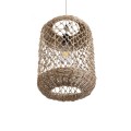 GloboStar® ECUADOR 02117 Boho Κρεμαστό Φωτιστικό Οροφής Μονόφωτο 1 x E27 AC220-240V IP20 - Φ28 x Υ40cm - Μπεζ Seagrass - Φύκι Πλέγμα