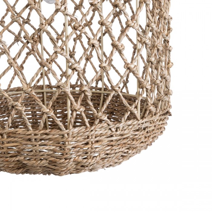 GloboStar® ECUADOR 02117 Boho Κρεμαστό Φωτιστικό Οροφής Μονόφωτο 1 x E27 AC220-240V IP20 - Φ28 x Υ40cm - Μπεζ Seagrass - Φύκι Πλέγμα