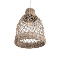 GloboStar® ECUADOR 02118 Boho Κρεμαστό Φωτιστικό Οροφής Μονόφωτο 1 x E27 AC220-240V IP20 - Φ25 x Υ35cm - Μπεζ Seagrass - Φύκι Πλέγμα Καμπάνα