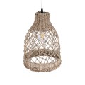 GloboStar® ECUADOR 02118 Boho Κρεμαστό Φωτιστικό Οροφής Μονόφωτο 1 x E27 AC220-240V IP20 - Φ25 x Υ35cm - Μπεζ Seagrass - Φύκι Πλέγμα Καμπάνα