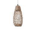 GloboStar® ECUADOR 02119 Boho Κρεμαστό Φωτιστικό Οροφής Μονόφωτο 1 x E27 AC220-240V IP20 - Φ15 x Υ35cm - Μπεζ Seagrass - Φύκι Πλέγμα Καμπάνα