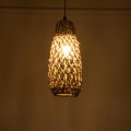 GloboStar® ECUADOR 02119 Boho Κρεμαστό Φωτιστικό Οροφής Μονόφωτο 1 x E27 AC220-240V IP20 - Φ15 x Υ35cm - Μπεζ Seagrass - Φύκι Πλέγμα Καμπάνα