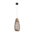GloboStar® ECUADOR 02119 Boho Κρεμαστό Φωτιστικό Οροφής Μονόφωτο 1 x E27 AC220-240V IP20 - Φ15 x Υ35cm - Μπεζ Seagrass - Φύκι Πλέγμα Καμπάνα