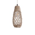 GloboStar® ECUADOR 02119 Boho Κρεμαστό Φωτιστικό Οροφής Μονόφωτο 1 x E27 AC220-240V IP20 - Φ15 x Υ35cm - Μπεζ Seagrass - Φύκι Πλέγμα Καμπάνα