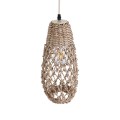GloboStar® ECUADOR 02119 Boho Κρεμαστό Φωτιστικό Οροφής Μονόφωτο 1 x E27 AC220-240V IP20 - Φ15 x Υ35cm - Μπεζ Seagrass - Φύκι Πλέγμα Καμπάνα