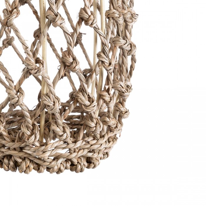 GloboStar® ECUADOR 02119 Boho Κρεμαστό Φωτιστικό Οροφής Μονόφωτο 1 x E27 AC220-240V IP20 - Φ15 x Υ35cm - Μπεζ Seagrass - Φύκι Πλέγμα Καμπάνα