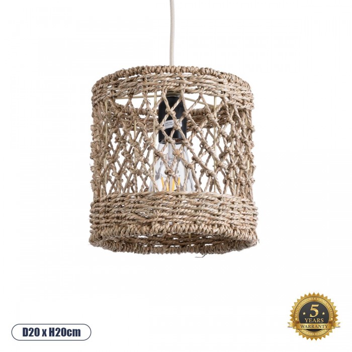GloboStar® ECUADOR 02120 Boho Κρεμαστό Φωτιστικό Οροφής Μονόφωτο 1 x E27 AC220-240V IP20 - Φ20 x Υ20cm - Μπεζ Seagrass - Φύκι Πλέγμα GloboStar® ECUADOR 02120 Boho Κρεμαστό Φωτιστικό Οροφής Μονόφωτο 1 x E27 AC220-240V IP20 - Φ20 x Υ20cm - Μπεζ Seagrass - Φύκι Πλέγμα