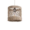 GloboStar® ECUADOR 02120 Boho Κρεμαστό Φωτιστικό Οροφής Μονόφωτο 1 x E27 AC220-240V IP20 - Φ20 x Υ20cm - Μπεζ Seagrass - Φύκι Πλέγμα