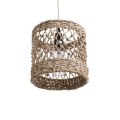 GloboStar® ECUADOR 02120 Boho Κρεμαστό Φωτιστικό Οροφής Μονόφωτο 1 x E27 AC220-240V IP20 - Φ20 x Υ20cm - Μπεζ Seagrass - Φύκι Πλέγμα