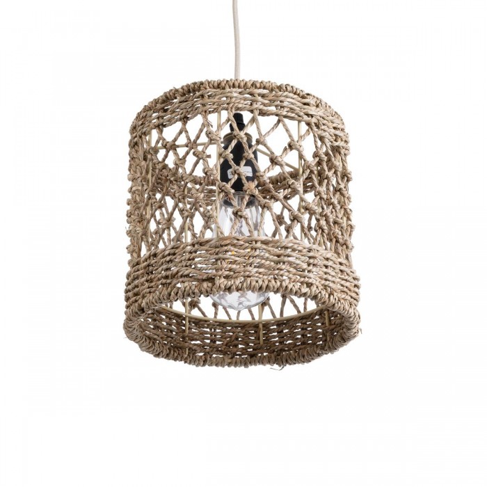 GloboStar® ECUADOR 02120 Boho Κρεμαστό Φωτιστικό Οροφής Μονόφωτο 1 x E27 AC220-240V IP20 - Φ20 x Υ20cm - Μπεζ Seagrass - Φύκι Πλέγμα