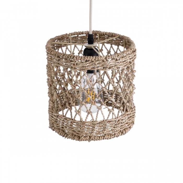 GloboStar® ECUADOR 02120 Boho Κρεμαστό Φωτιστικό Οροφής Μονόφωτο 1 x E27 AC220-240V IP20 - Φ20 x Υ20cm - Μπεζ Seagrass - Φύκι Πλέγμα