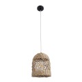 GloboStar® ECUADOR 02121 Boho Κρεμαστό Φωτιστικό Οροφής Μονόφωτο 1 x E27 AC220-240V IP20 - Φ20 x Υ25cm - Μπεζ Seagrass - Φύκι Πλέγμα Καμπάνα