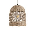 GloboStar® ECUADOR 02121 Boho Κρεμαστό Φωτιστικό Οροφής Μονόφωτο 1 x E27 AC220-240V IP20 - Φ20 x Υ25cm - Μπεζ Seagrass - Φύκι Πλέγμα Καμπάνα