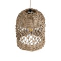 GloboStar® ECUADOR 02121 Boho Κρεμαστό Φωτιστικό Οροφής Μονόφωτο 1 x E27 AC220-240V IP20 - Φ20 x Υ25cm - Μπεζ Seagrass - Φύκι Πλέγμα Καμπάνα