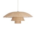 GloboStar® ZORA 02139 Boho Κρεμαστό Φωτιστικό Οροφής Μονόφωτο 1 x E27 AC220-240V IP20 - Φ80 x Υ32cm - Μπεζ Υφασμάτινο Καμπάνα