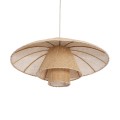 GloboStar® ZORA 02139 Boho Κρεμαστό Φωτιστικό Οροφής Μονόφωτο 1 x E27 AC220-240V IP20 - Φ80 x Υ32cm - Μπεζ Υφασμάτινο Καμπάνα