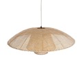 GloboStar® ZORA 02139 Boho Κρεμαστό Φωτιστικό Οροφής Μονόφωτο 1 x E27 AC220-240V IP20 - Φ80 x Υ32cm - Μπεζ Υφασμάτινο Καμπάνα