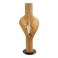GloboStar® MIHIRO 02150 Boho Επιδαπέδιο Φωτιστικό Μονόφωτο 1 x E27 IP20 Καφέ Ξύλο με Μαύρο Μέταλλο - Μ48 x Π48 x Υ120cm
