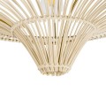 GloboStar® PALERMO 02152 Boho Φωτιστικό Οροφής Μονόφωτο 1 x E27 AC220-240V IP20 - Φ60 x Υ36cm - Μπεζ Ξύλινο Μπαμπού Πλέγμα