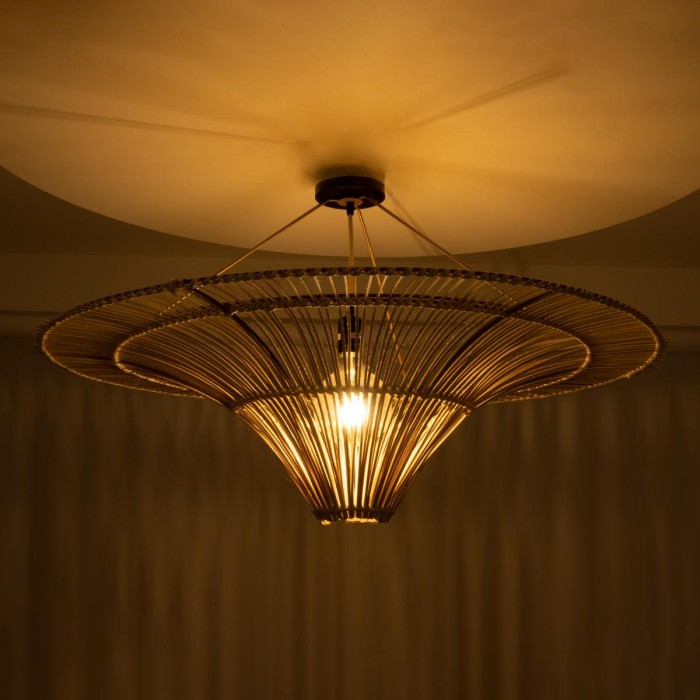 GloboStar® PALERMO 02153 Boho Φωτιστικό Οροφής Μονόφωτο 1 x E27 AC220-240V IP20 - Φ100 x Υ55cm - Μπεζ Ξύλινο Μπαμπού Πλέγμα GloboStar® PALERMO 02153 Boho Φωτιστικό Οροφής Μονόφωτο 1 x E27 AC220-240V IP20 - Φ100 x Υ55cm - Μπεζ Ξύλινο Μπαμπού Πλέγμα