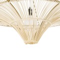 GloboStar® PALERMO 02153 Boho Φωτιστικό Οροφής Μονόφωτο 1 x E27 AC220-240V IP20 - Φ100 x Υ55cm - Μπεζ Ξύλινο Μπαμπού Πλέγμα