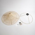 GloboStar® PALERMO 02153 Boho Φωτιστικό Οροφής Μονόφωτο 1 x E27 AC220-240V IP20 - Φ100 x Υ55cm - Μπεζ Ξύλινο Μπαμπού Πλέγμα