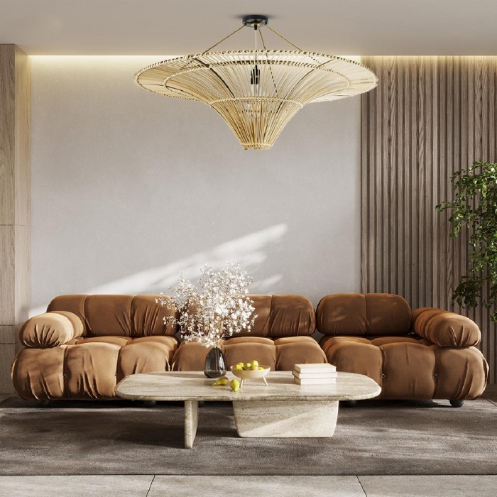 GloboStar® PALERMO 02153 Boho Φωτιστικό Οροφής Μονόφωτο 1 x E27 AC220-240V IP20 - Φ100 x Υ55cm - Μπεζ Ξύλινο Μπαμπού Πλέγμα GloboStar® PALERMO 02153 Boho Φωτιστικό Οροφής Μονόφωτο 1 x E27 AC220-240V IP20 - Φ100 x Υ55cm - Μπεζ Ξύλινο Μπαμπού Πλέγμα