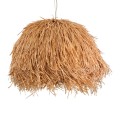GloboStar® GUADELOUPE 02155 Boho Κρεμαστό Φωτιστικό Πλέγμα Μονόφωτο 1 x E27 IP20 Καφέ Ράφια - Μ80 x Π80 x Υ60cm