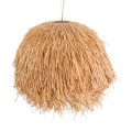 GloboStar® GUADELOUPE 02155 Boho Κρεμαστό Φωτιστικό Πλέγμα Μονόφωτο 1 x E27 IP20 Καφέ Ράφια - Μ80 x Π80 x Υ60cm
