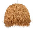 GloboStar® GUADELOUPE 02156 Boho Κρεμαστό Φωτιστικό Καμπάνα Μονόφωτο 1 x E27 IP20 Μπεζ Ράφια - Μ120 x Π120 x Υ100cm