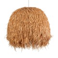 GloboStar® GUADELOUPE 02156 Boho Κρεμαστό Φωτιστικό Καμπάνα Μονόφωτο 1 x E27 IP20 Μπεζ Ράφια - Μ120 x Π120 x Υ100cm